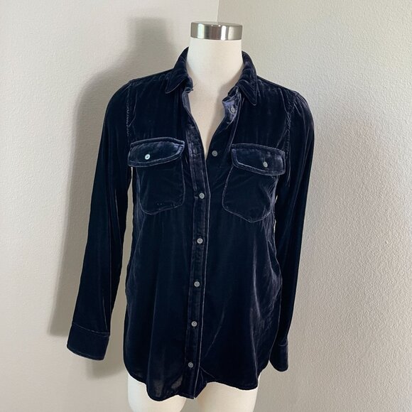 J Crew Womens 4 Classic Velvet Long Sleeve Button Up Shirt Long Sleeve Holiday - Picture 1 of 9
